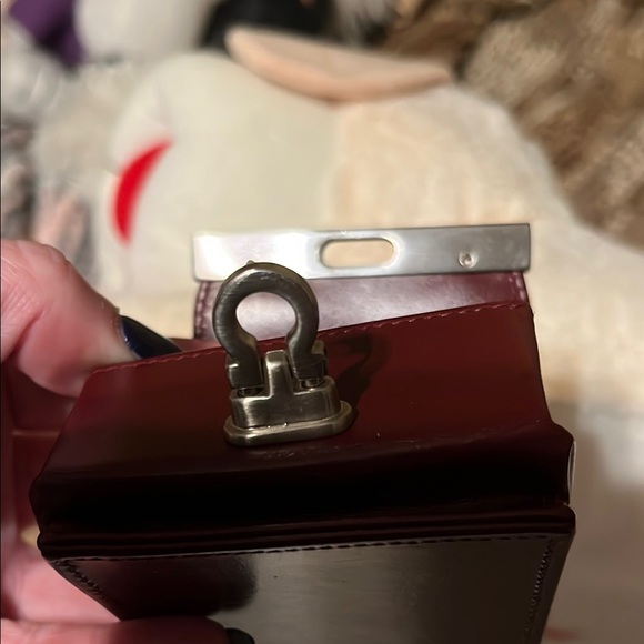 Salvatore Ferragamo Red Leather Coin Purse/ Pouch Silver Hardware Vintage - Picture 7 of 16